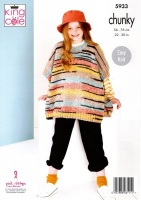 Knitting Pattern - King Cole 5933 - Safari Chunky - Girl's Poncho